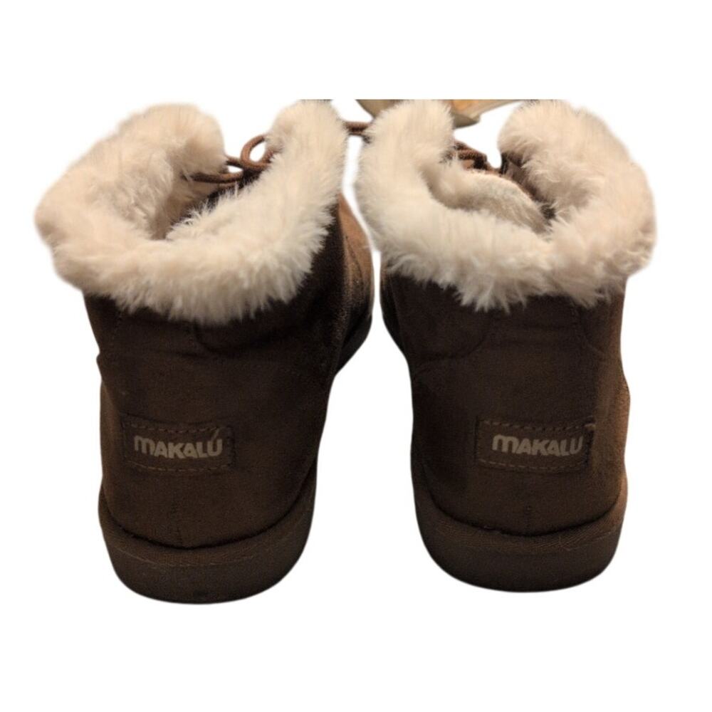 Makalu Kora Brown Faux Suede Faux Fur Ankle Boots Size 10 Winter Cozy Comfort - Picture 6 of 7